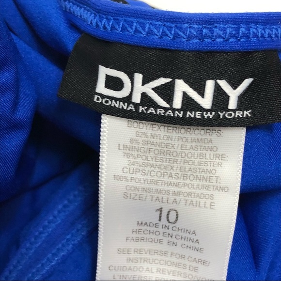 DKNY MAILLOT SWIM SUIT D25296 
one piece black blue stripe button sides - Picture 3 of 17